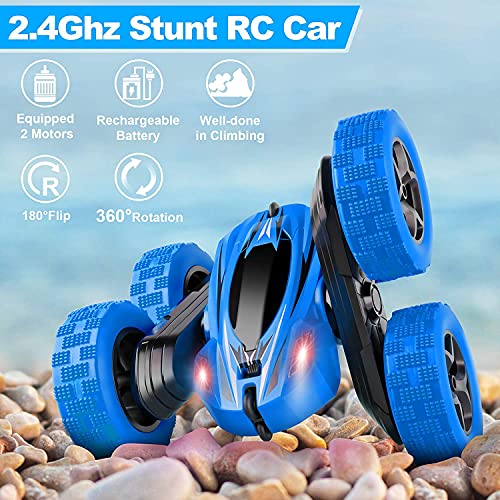Remote Control Car 2.4GHz Stunt 4WD 360° Rotating Off Road Crawler Toy Car Blue R675101