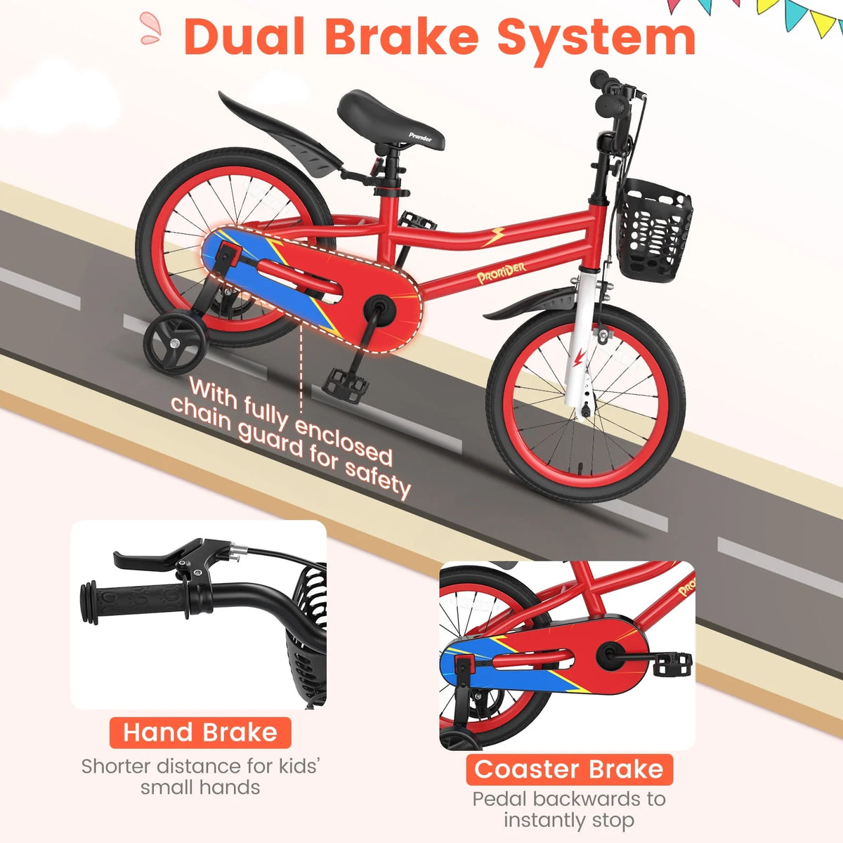 16'' Kids Bike with Training Wheels and Basket I85535