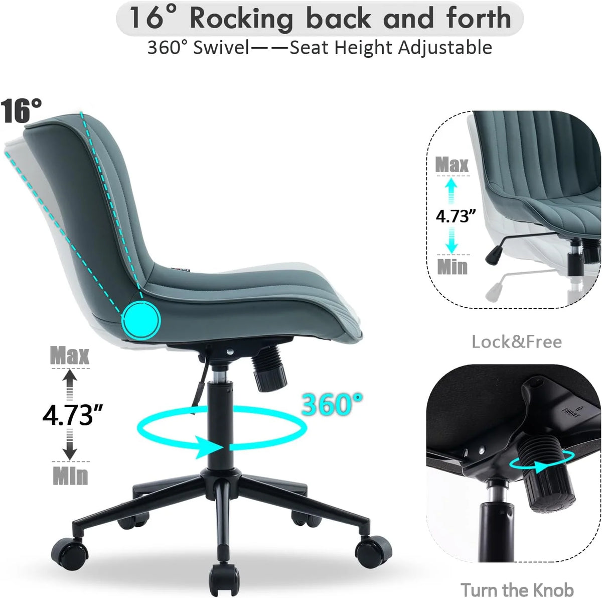 Pink Faux Leather Office Chair with Wheels B53332
