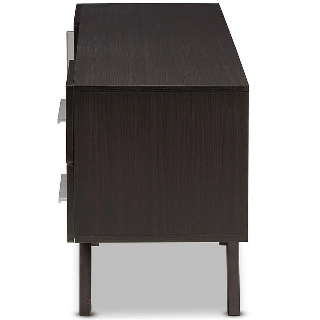60" Mid-Century Modern TV Stand Console Entertainment Center in Dark Brown J59983