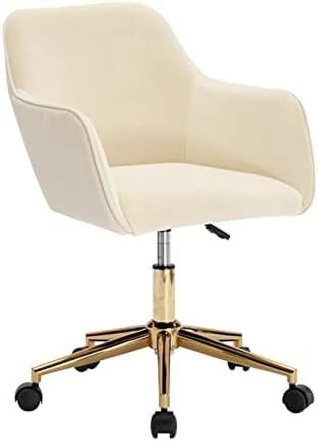 Velvet Desk Chair with Woven Backrest and Gold Base B748756
