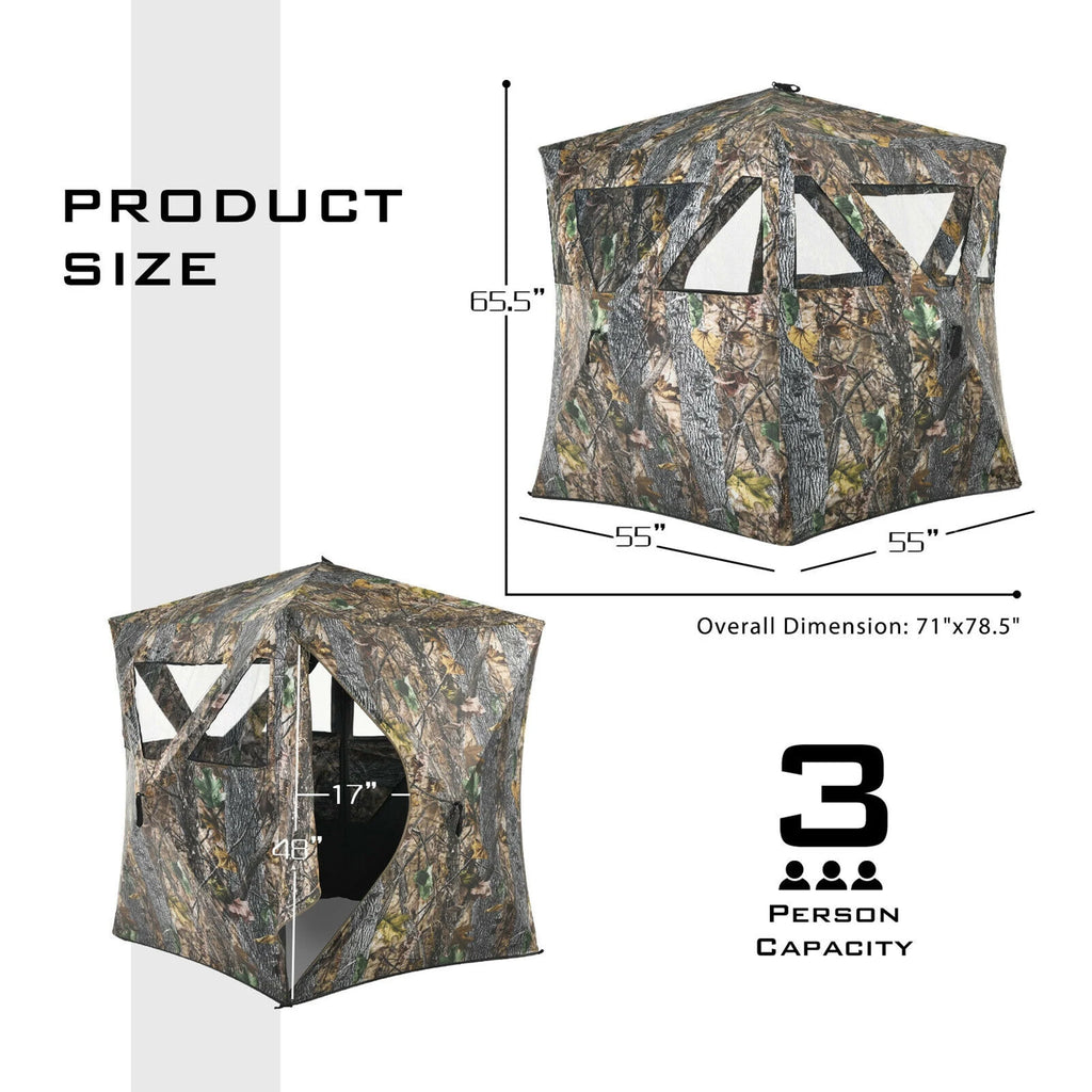 Portable 3 Person Pop-Up Hunting Blind with Carrying Bag X522153