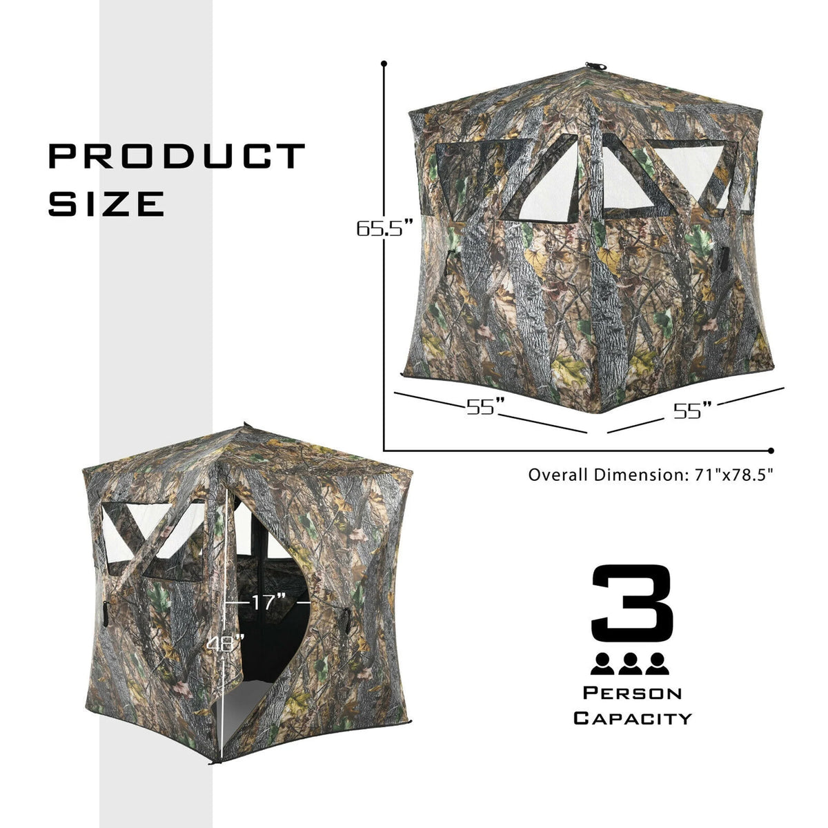 Portable 3 Person Pop-Up Hunting Blind with Carrying Bag X522153
