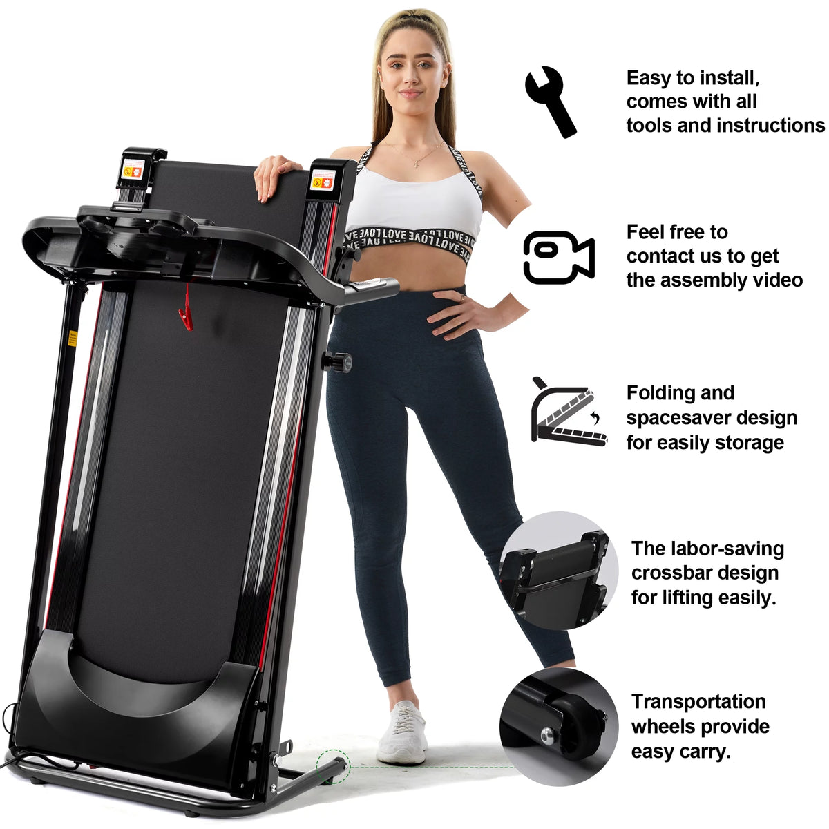 Folding Treadmill 2.5HP 240 lbs Max Weight F78882