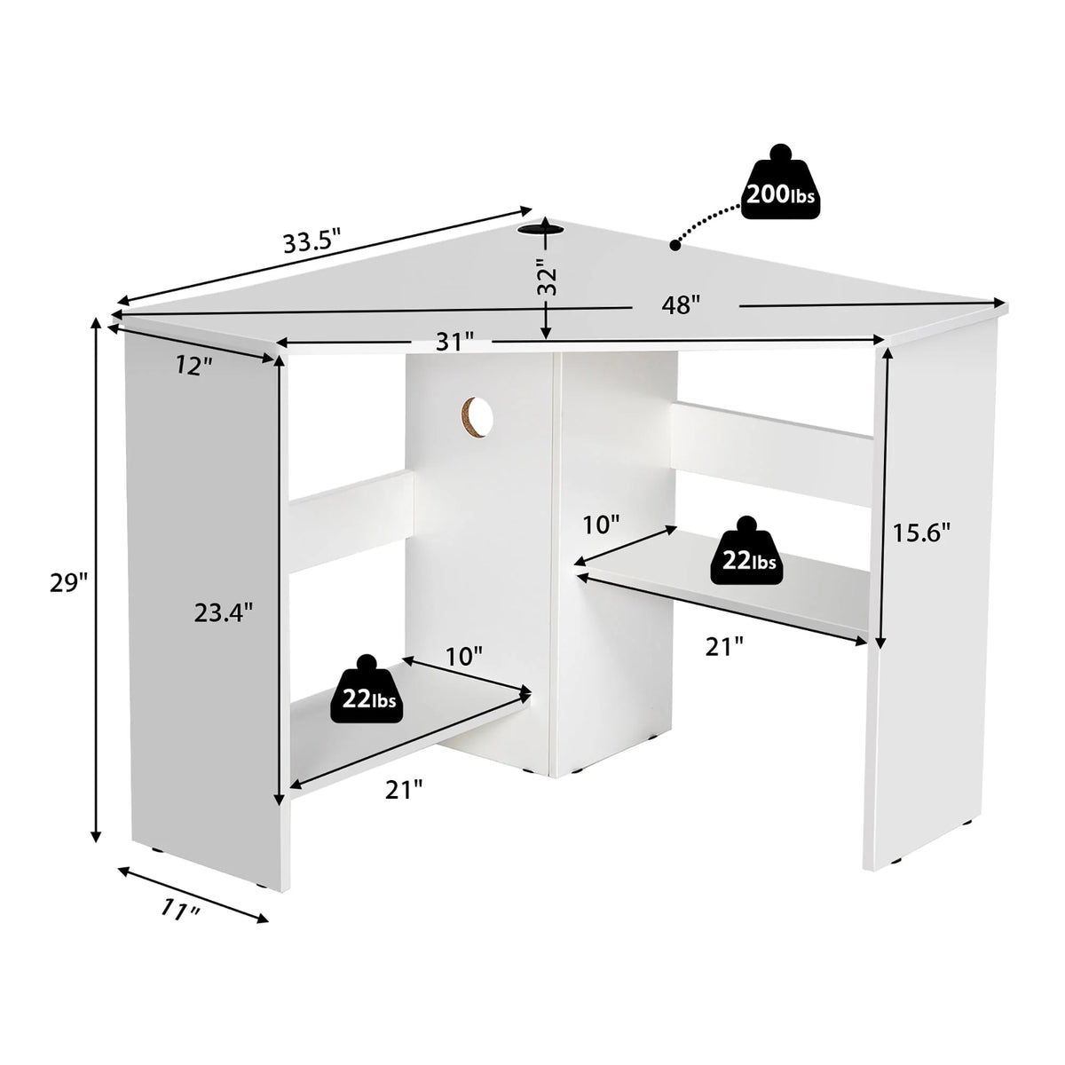 Corner Computer Desk with Storage Shelf F1846