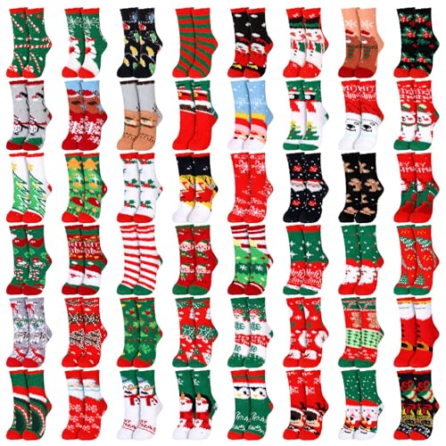 48 Pcs Christmas Fuzzy Socks Y10452