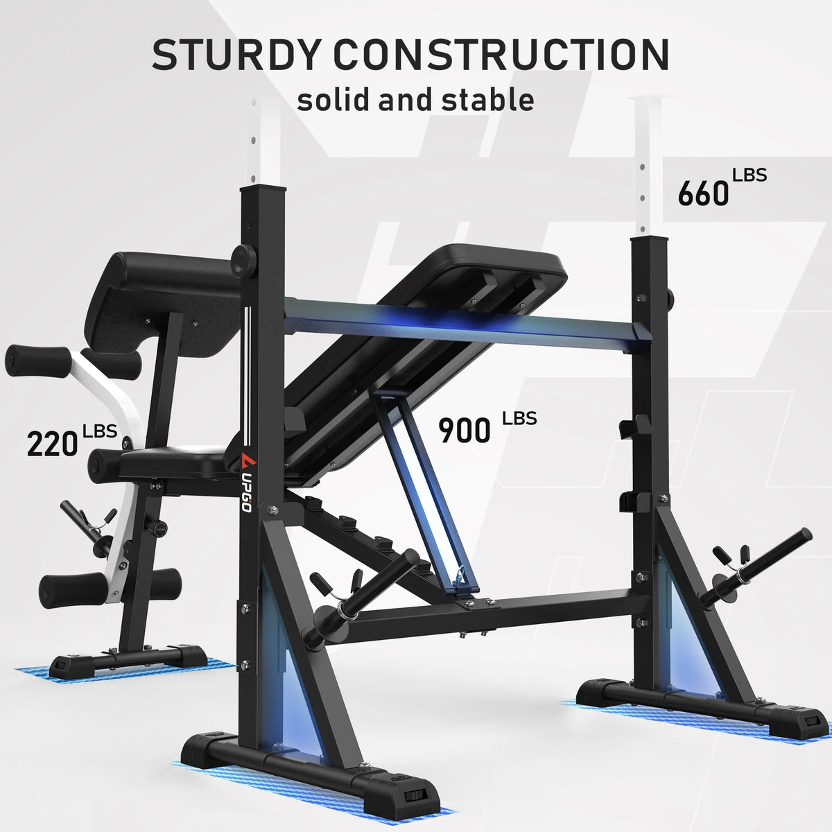 Standard Weight Bench with Preacher Curl Pad and Leg Developer B265