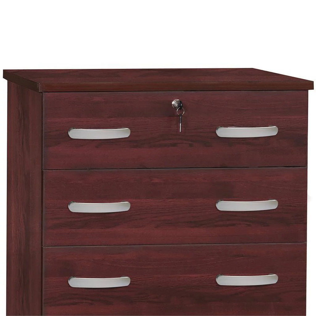 Twin Captains Bed & Dresser with Lock in Mahogany A103